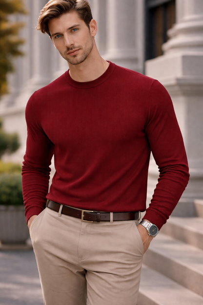 Men's Red Premium Full Sleeve T-Shirt